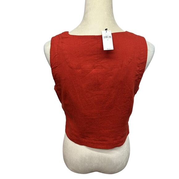 Effortless Chic Linen Blend Crop Tank Banana Republic‎ Rust Red NWT Size 10 - Picture 3 of 10